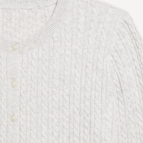 Old Navy Women’s SoSoft Cropped Cable Knit Cardigan Sweater - light gray - NWOT - Picture 3 of 6